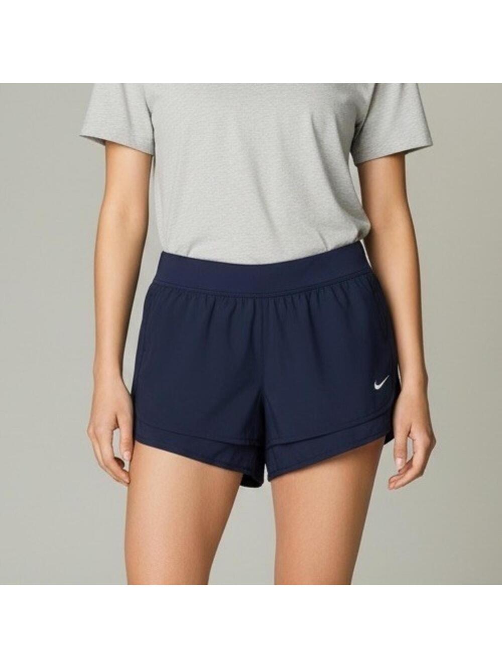 Nike Womens Swim Small Shorts Navy Blue Zip Pocket Lining